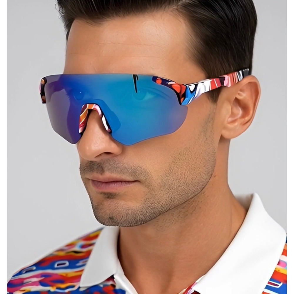 Sport Sunglasses‎ Cycling Running Glasses Graffiti Print Shield Visor Beach Fish